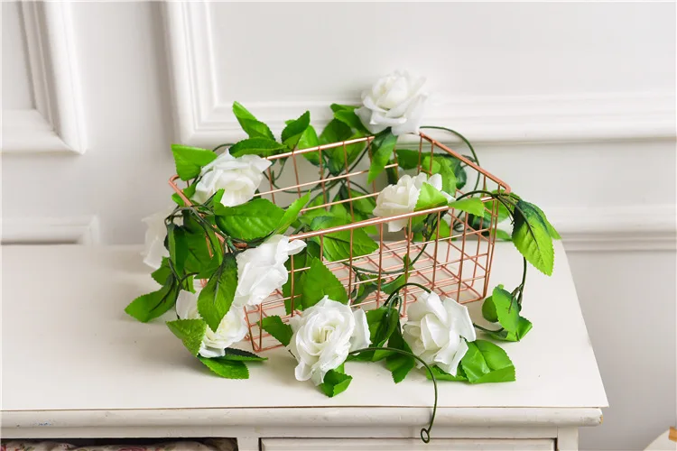 250 см/лот шелковые розы плюща лоза с зелеными листьями для дома Свадебные украшения поддельные листья diy Висячие гирлянды искусственные цветы