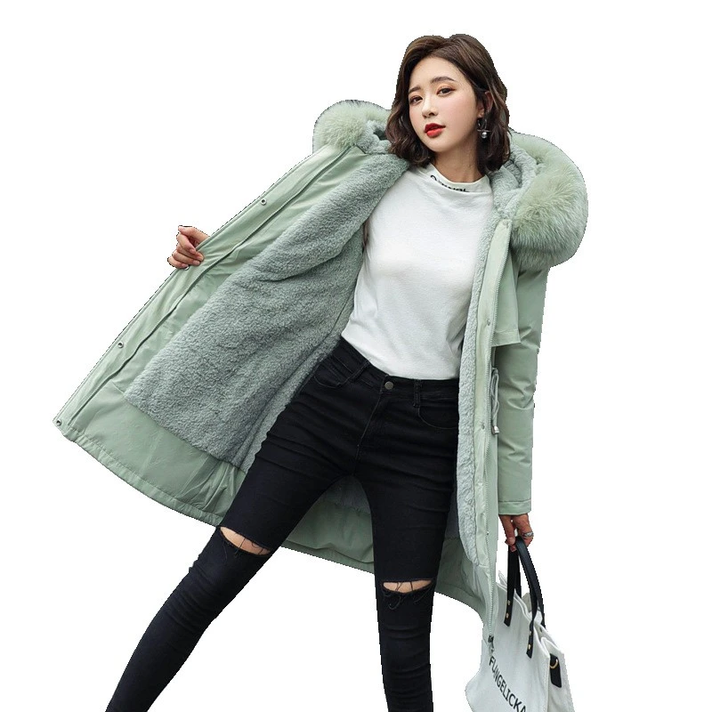 Winter Women Cotton Parkas Coats Faux Fur Hoody Lady Warm Outwear Overcoat LF2165 long puffer coat womens