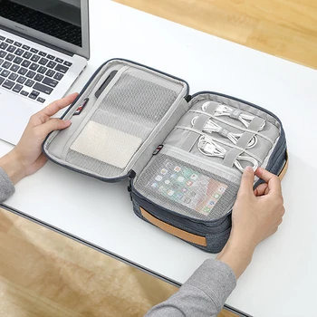 

Double-layer Digital Storage Bag USB Data Cable Organizer Earphone Wire Power Bank Travel Kit Case Pouch Electronics Accessories