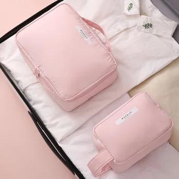 

Portable Toiletry Storage Bag Double-layer Travel Cosmetic Pouch Skincare Storage Bags Zip Lock Polyester Organizer Container