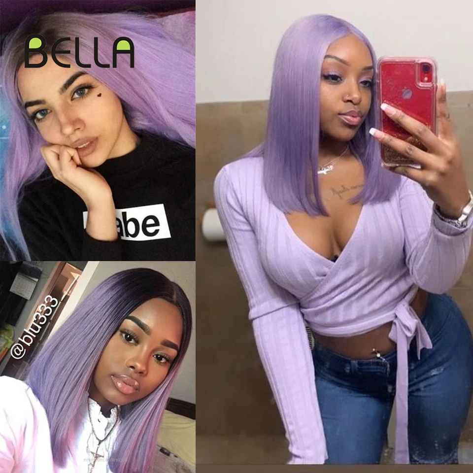 Bella Ombre Розовый / Блондин / Фиолетовый / Зеленый / Синий / Черный Прямые парики Синтетический парик фронта шнурка Термостойкие волосы для женщин Косплей или вечеринка 7 доступных цветов 20-дюймовая