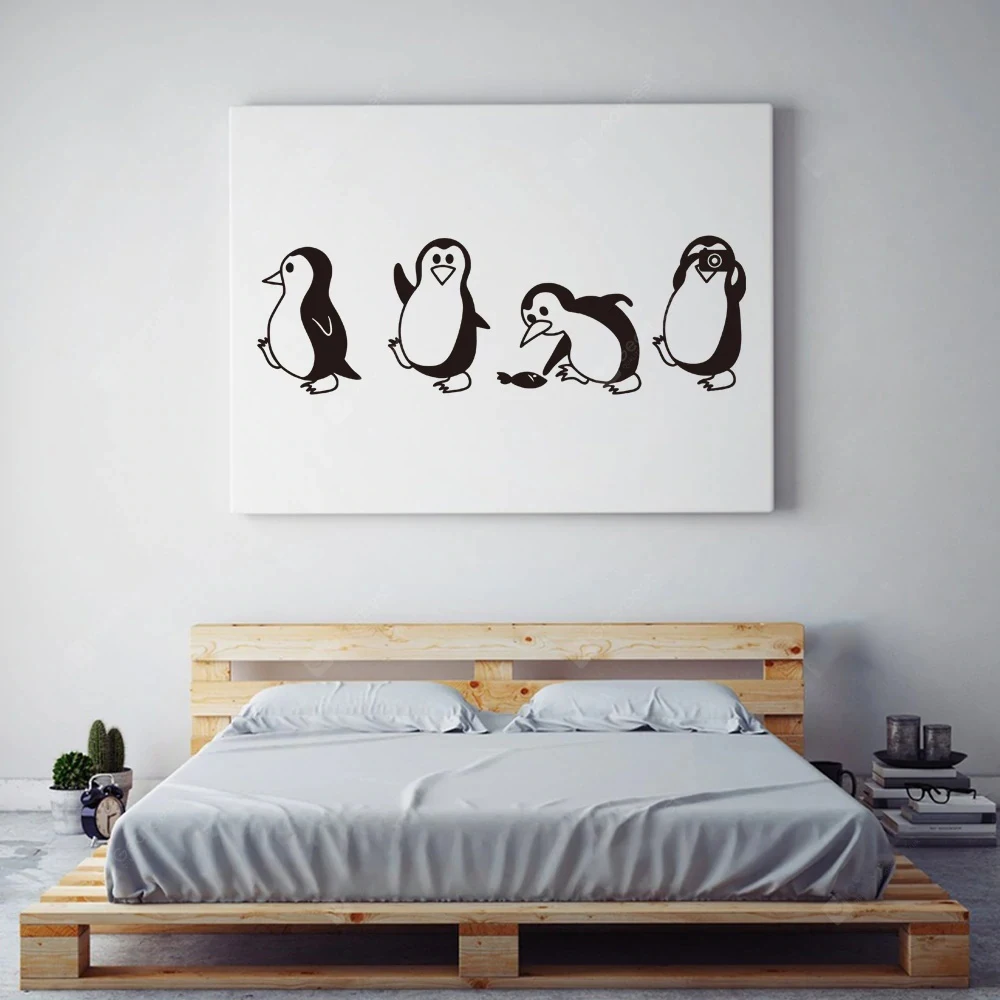Cute Penguin Cartoon Wall Sticker For Kids Room Decoration DIY self