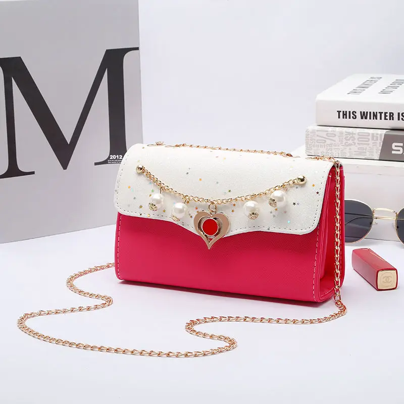High Quality Leather Messenger Bag for Female Handbag Tote Vintage Crossbody Clutch Purse Women Pearl Shoulder Bag