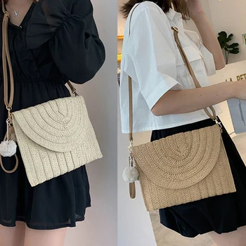 

Straw Clutch,Straw Handbag Clutch for Women Summer Beach Straw Woven Envelope Purse Wallet