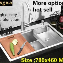 Квартира Роскошные кухня ручная Раковина один корыто пищевой нержавеющей стали стандарт Лидер продаж 78x46 см