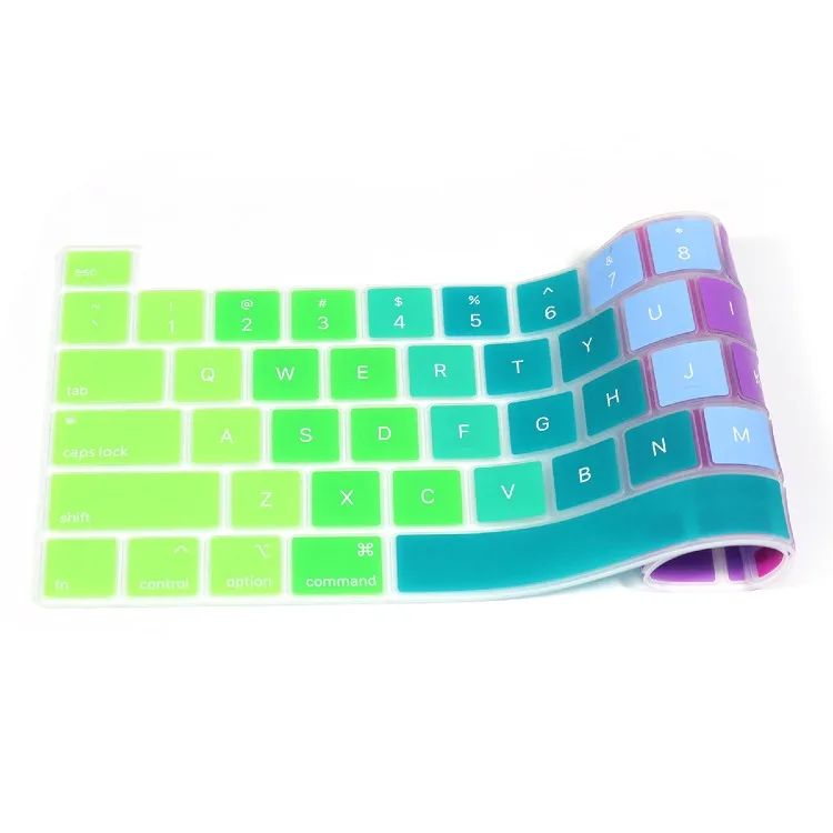 HRH градиентные цвета радуги силиконовый чехол с английской клавиатурой для MacBook New Pro 16 дюймов Touch Bar и Touch ID A2141