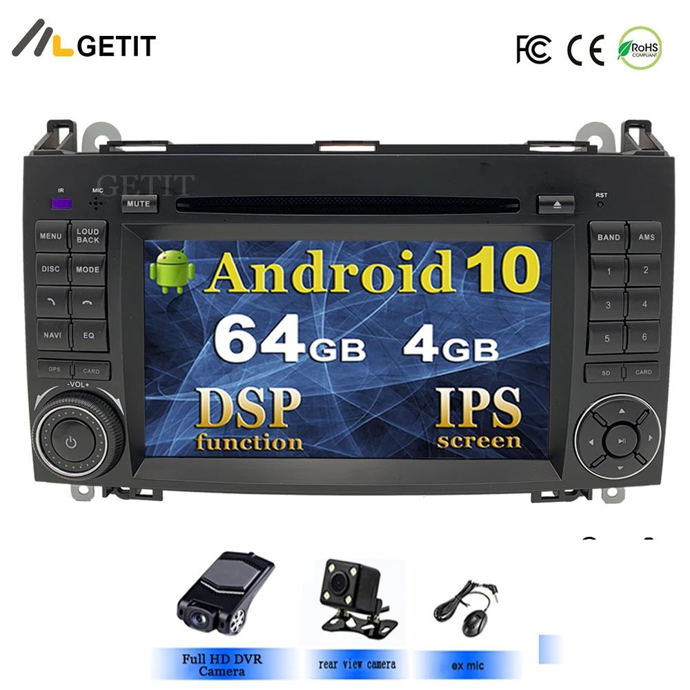 Android 10 2din Авто Радио DVD мультимедиа для Mercedes Benz B200 A B класс W169 W245 Viano Vito W639 Sprinter W906 wifi gps