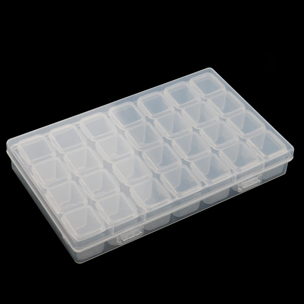 28 Grids Transparent Plastic Storage Box Empty Container Case Holder for Decorations Rhinestone Bead Stuffs Nail Art Tips Tools