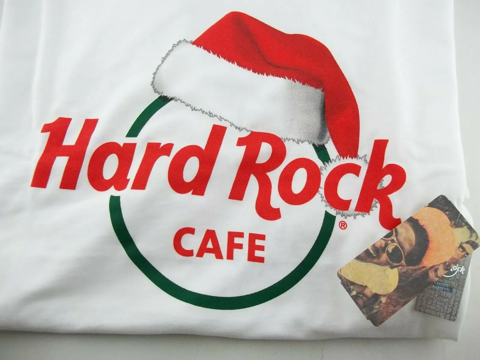 Hard Rock Cafe Cappello Di Babbo Natale, Maglietta, Bianco, Taglia Xl, Manica Corta Nuovo
