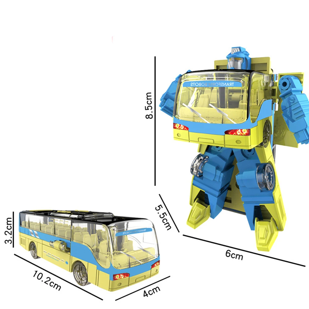 Diecast Mini Bus Vehicle Deformation Robot Transforming Model Kids Toy Gift
