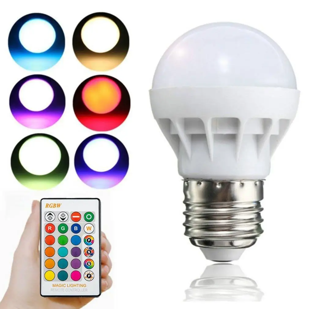 E27 RGB LED Bulb Lights 3W RGBWW Color Changing Light With IR Remote Control LED Lampada For Christmas Party Decor Spot Light