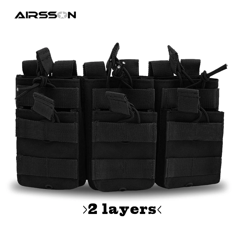 

Triple Tactical Magazine Pouch Airsoft Paintball 2 Layers Bullet Cartridge Military Molle Ammo Carrie Accessory Bags for Hunting