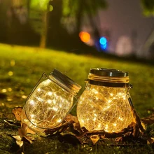 2 шт. садовый подвесной Сказочный пейзаж, светодиодный свет, наружное освещение с эффектом потрескавшегося стекла, банка для патио, атмосферная декоративная солнечная энергия, вечерние