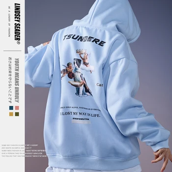 

Lindsey Seader Men Hoodie Sweatshirt Funny Cat Master Print Harajuku Hooded Pullover Streetwear 2020 Warm Fleece Cotton Hoodie