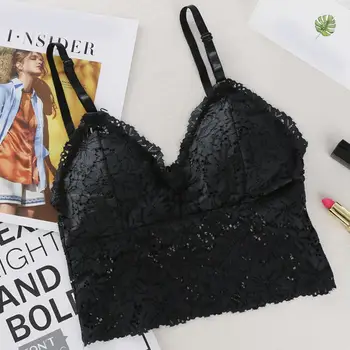 

2019 New Sexy Female Bra Lace Comfortable Ribbon Breast Pad Ring Underwear No Steel Ring Bralette Lingerie Soutien Gorge Femme Y