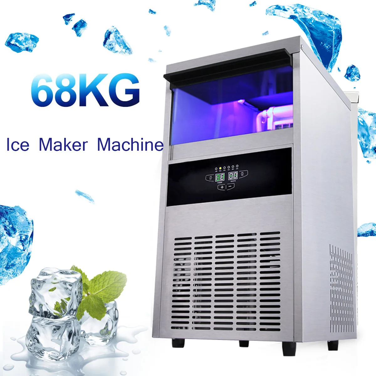 

68kg/24hr Ice Makers Commercial Automatic Ice Cube Making Machine for Bar Coffee Shop Milk Tea Room 220V/50hz