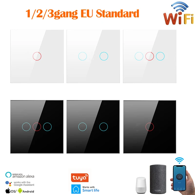 Умный сенсорный выключатель с поддержкой Wi-Fi 1/2/3 клавиш | Электроника