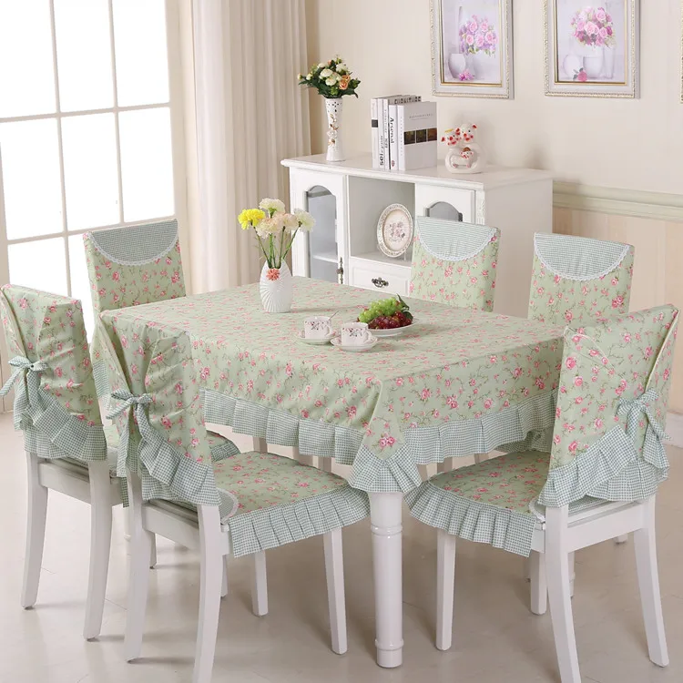 Print Dinning Tablecloth Cotton Cloth Fabric Table Cloth Chair Cover Chair Cushion Set Household Decoration Tea Table Cloth