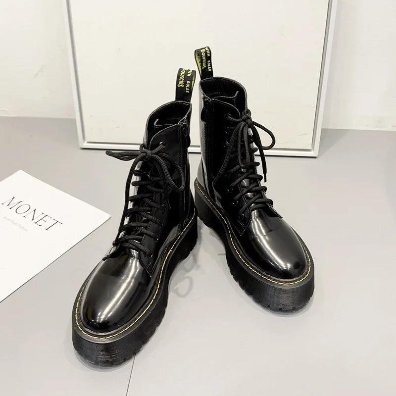 

Thick Bottomed Martin Boots Women's 2019 New Style British Style Side Zipper 8-Hole Short Boots