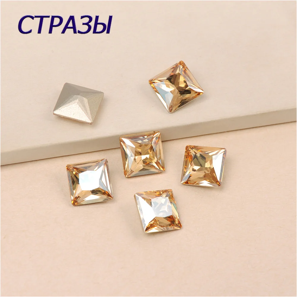 CTPA3bI 4447 Princess Square Golden Shadow Shape K9 Glass Crystal Sew On Claw Rhinestone With Holes DIY Clothing Accessories | Дом и сад
