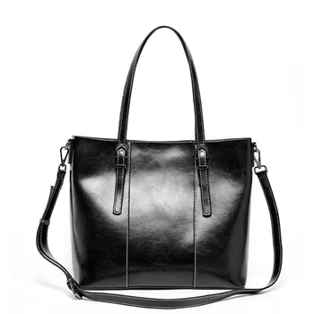 

New style women's oil wax leather handbag luxury high quality leather one shoulder messenger bag women's large capacity Tote Bag