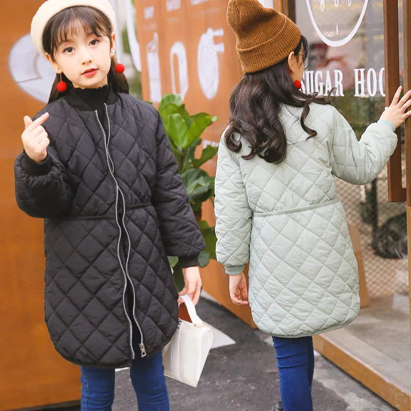 

2019 New Style Girls Winter Coat Big Boy Pressure Cable Cotton Coat Children Long Thin Cotton-padded Jacket