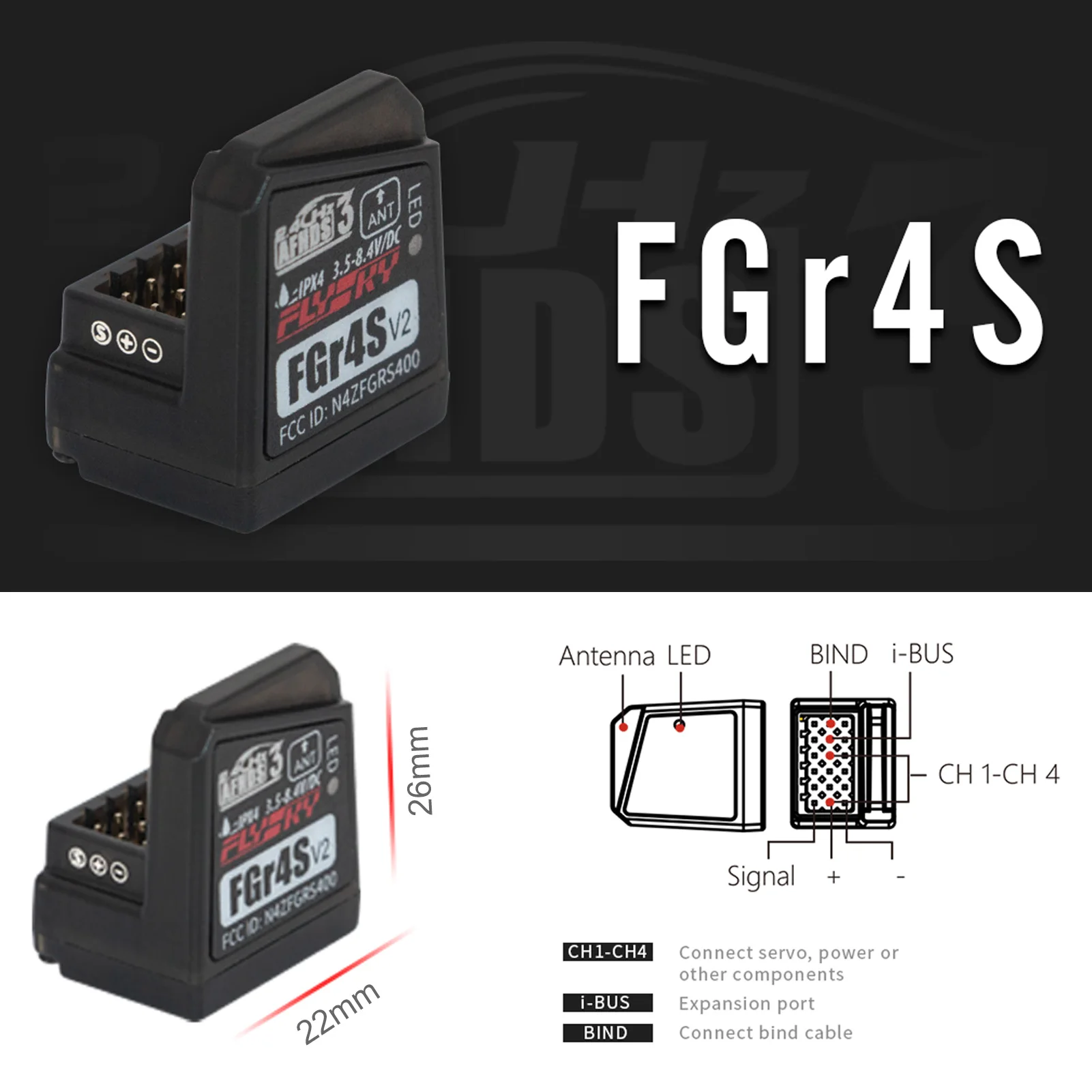 Récepteur FlySky FGr4S AFHDS3 4CH 2.4GHz pour Noble PL18 RC