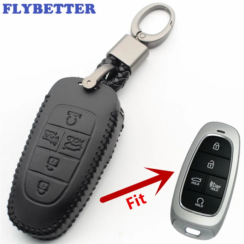 FLYBETTER чехол для смарт-ключей из натуральной кожи с 5 кнопками без ключа Hyundai Sonata/DN8