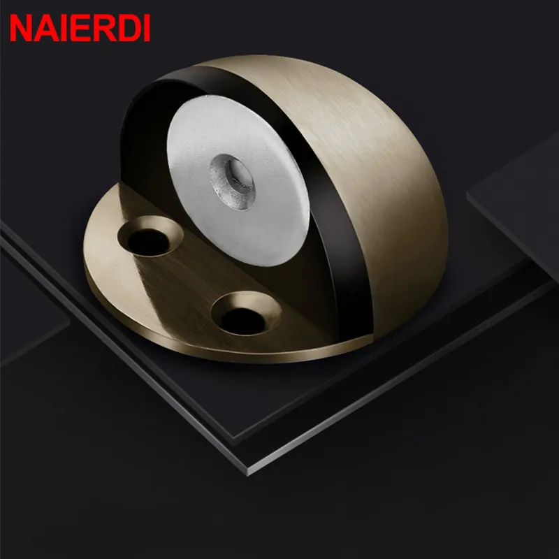 

NAIERDI Stainless Steel Rubber Magnetic Door Stopper Non Punching Sticker Hidden Door Holders Floor Mounted Nail-free Door Stops