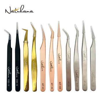 

NATUHANA Stainless Steel Tweezer Volume Fan Eyelash Extension Tweezers Professional For 3D False Eyelashes Accurate Tweezers