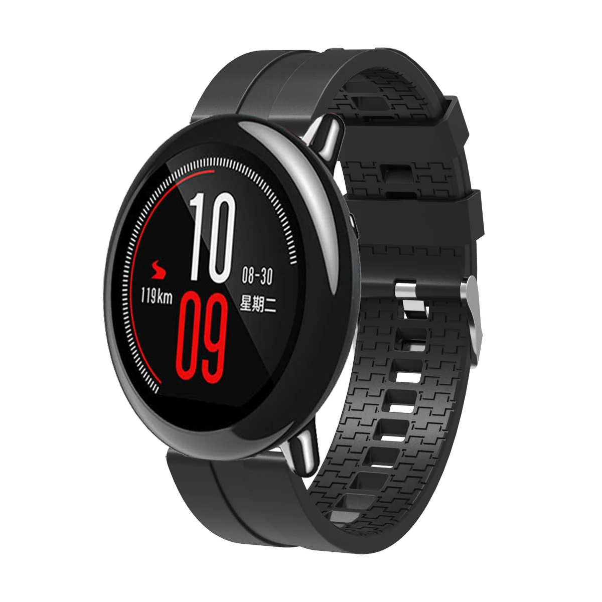 Мягкий силиконовый ремешок для часов для Xiaomi Huami Amazfit Pace спортивный дышащий браслет Сменные браслеты 22 мм ремешок - Цвет: Черный