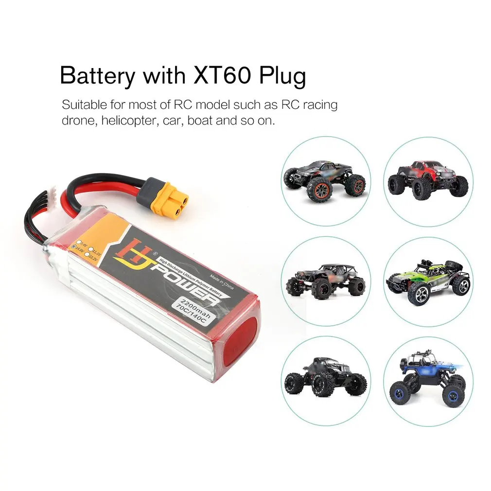 

HJ 14.8V 4S Lipo Battery XT60 Plug Rechargeable for RC Racing Drone Helicopter Car Boat Model