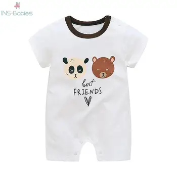 

Summer Baby Short Sleeved Smock Pure Cotton Rompers Boys Animal Rompers Bag Fart Pajamas Newborn Body Suit New Style Girls Dress