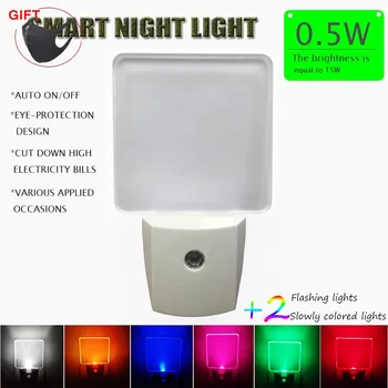 

Five-color Lighting LED Night Light US EU Plug Lamp 11V 240V Power Wall Plug Light Baby Bedroom Corridor Lamp Room Night Light