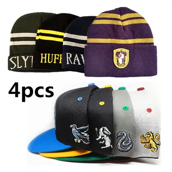 

4Pcs Adults&child Gryffindor Slytherin Adjustable Hip Hop Hats College Style Cosplay Costume Accessories Necktie Party Supplies