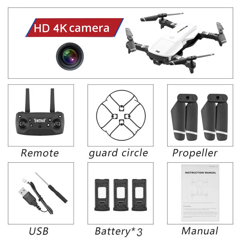 Дрон с камерой HD 4K Wifi HD широкоугольная камера Радиоуправляемый Дрон оптический поток контроль жестов следящий Квадрокоптер Профессиональный Дрон - Цвет: JC-14-4K-WH-3B