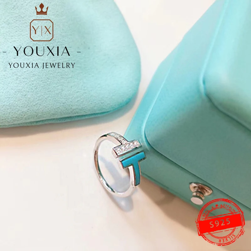 TF-Anillos personalizados de Plata de Ley 925, una variedad de anillos de diamantes en forma de T a la moda y exquisitos, regalos de boda para el Día de San Valentín