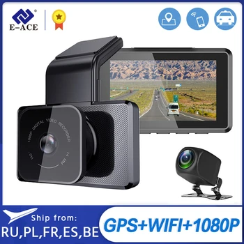 

E-ACE Car DVR GPS Dashcam 3.0 Inch WiFi Dash Camera FHD 1080P Video Recorder With Rear View Camera Night Vision Auto Camera