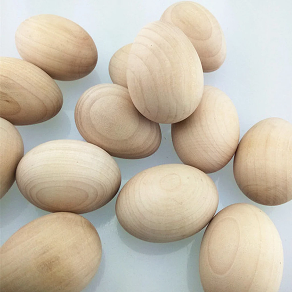 10PCS Wooden Easter Craft Eggs, for Display and Decoration Party and Photo Props, Smooth to Draw ,Ready To Paint And Decor