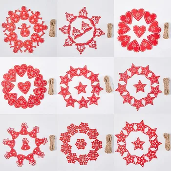 

With Rope 10pcs/Lot 5cm New Year Natural Wood Christmas Ornaments Pendants Hanging Gifts Xmas Tree Decor Home Decoration 62082