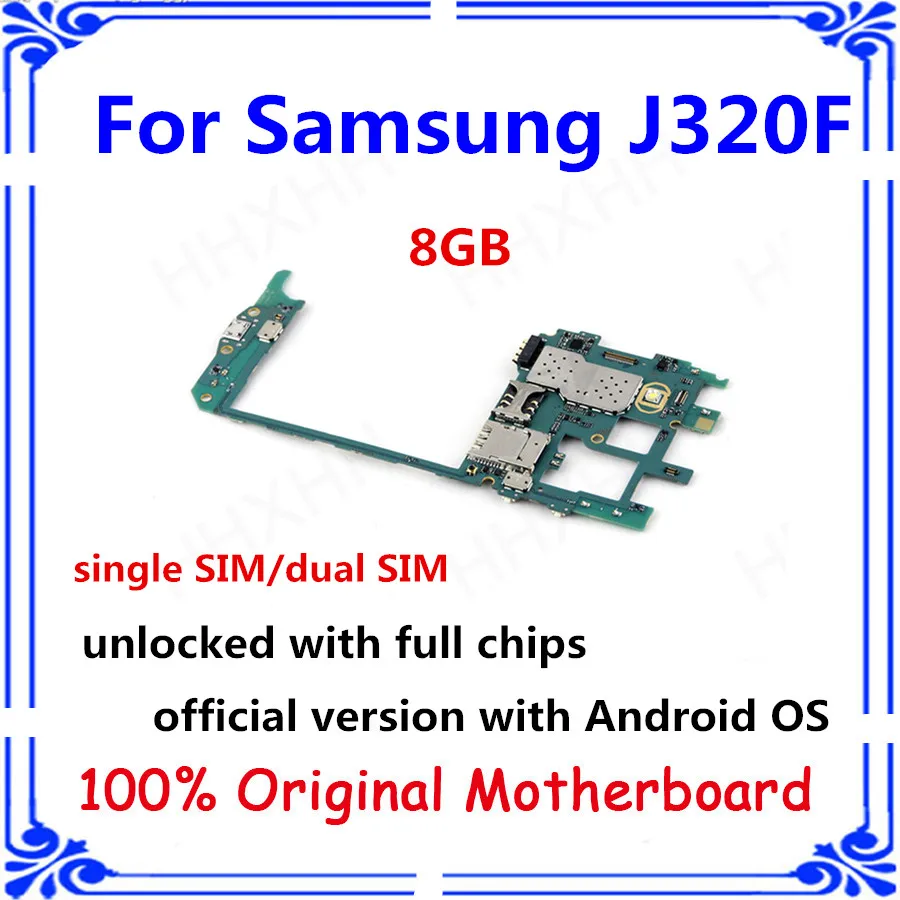 Оригинальная материнская плата для Samsung Galaxy J3 J320F Android 8 Гб разблокирована с чипами