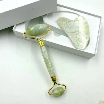 

Natural Jade Roller and Gua Sha Set with Box Massager for Face Massage Roller Facial Lift Beauty Skin Care Tools Face Massagers