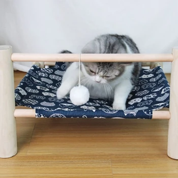 

Pet Wooden Cat Hammock Removable and Washable Wooden Frame Splicing Cat Litter Breathable Moisture-Proof Marching Bed-Dropship
