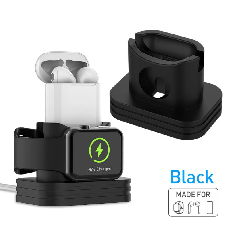 Fivetech 3 in1 силиконовый изменение подставка для Airpods/Apple Watch/iPhone Зарядное устройство