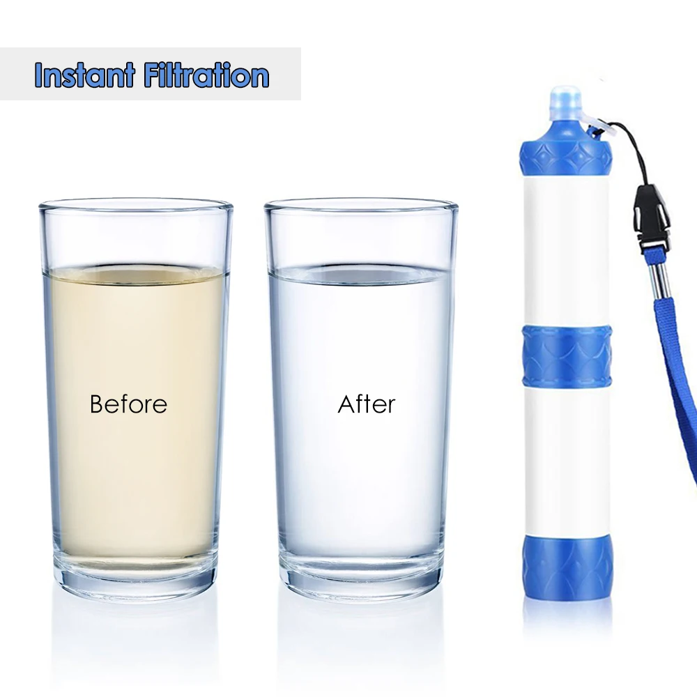 

Outdoor Water Filter Straw Water Purifier Filtration System Bottom Thread Design for Emergency Camping Equipment survival kit