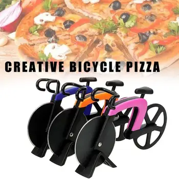 

Stainless Steel Pizza Knife Two-wheel Bicycle Shape Pizza Cutting Knife Cool Bike Round Pizza Cutter knives For Biscuits Cakes