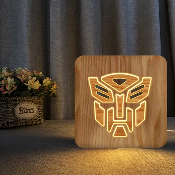 

Transformers Alien Skull Lamp Wooden Ironman Children's Night light Kids Bedroom Decoration Warm Light LED USB Night Light