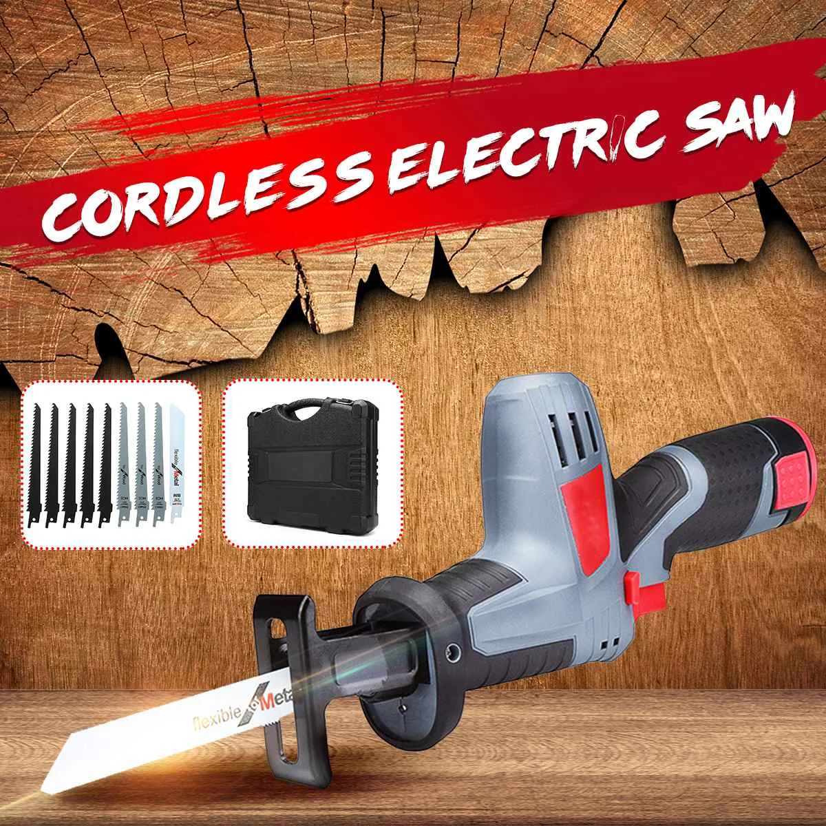 

Electric Reciprocating Saws Cordless Carpenter Tools Rechargeable Li-ion Electric Saw Garden Woodworking Hand Tool Kit 12V