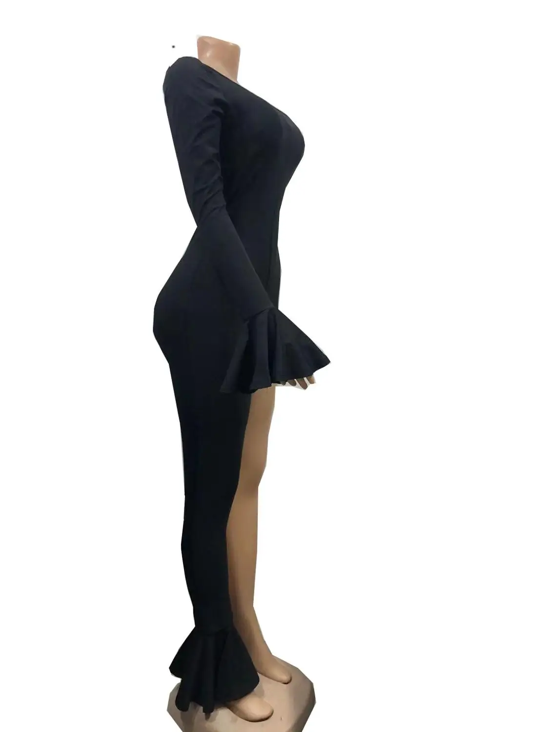 OMSJ для женщин Сексуальная Клубная одежда с открытыми плечами Модный облегающий комбинезон с оборками и длинным рукавом женский сексуальный комбинезон
