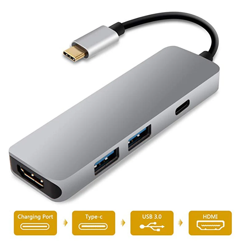 4 в 1 хаб типа C к HDMI 4K с 2 usb портами адаптер для MacBook Pro Google Chromebook USB C|Кабели VGA| |